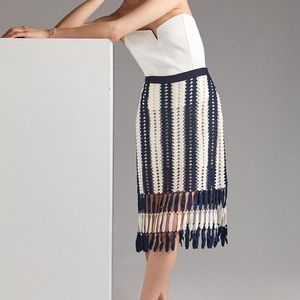 Eva Franco Crochet Boho Peasant Hippie Fringe Tassel Hipster Beach Midi Skirt